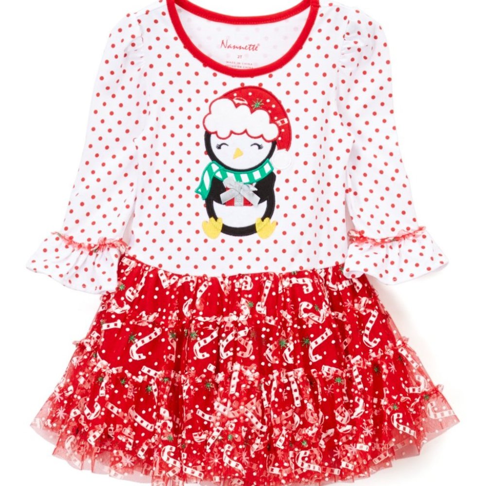 NWT Candy Cane penguin dress